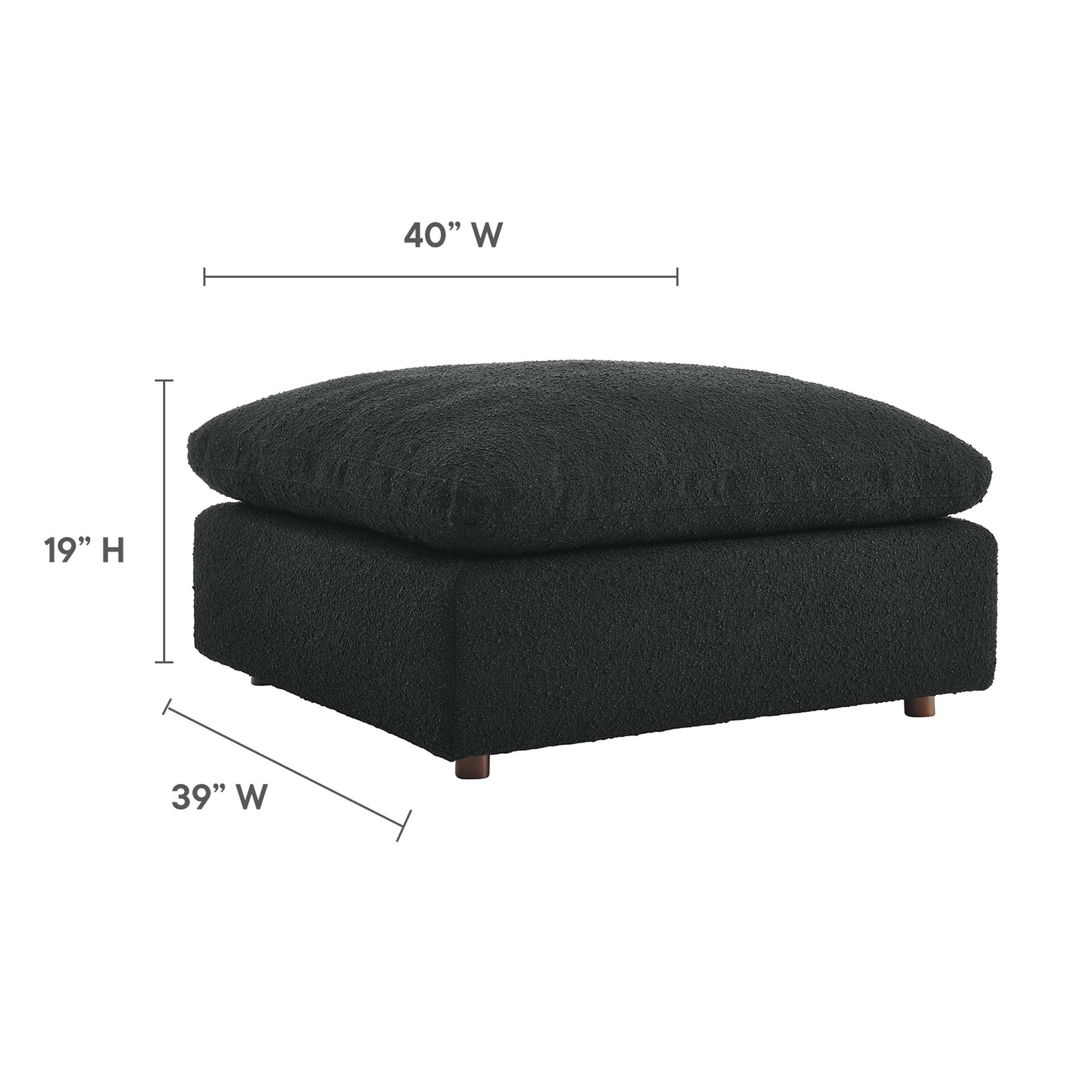 Commix Down Filled Overstuffed Boucle Fabric Ottoman - Light Gray