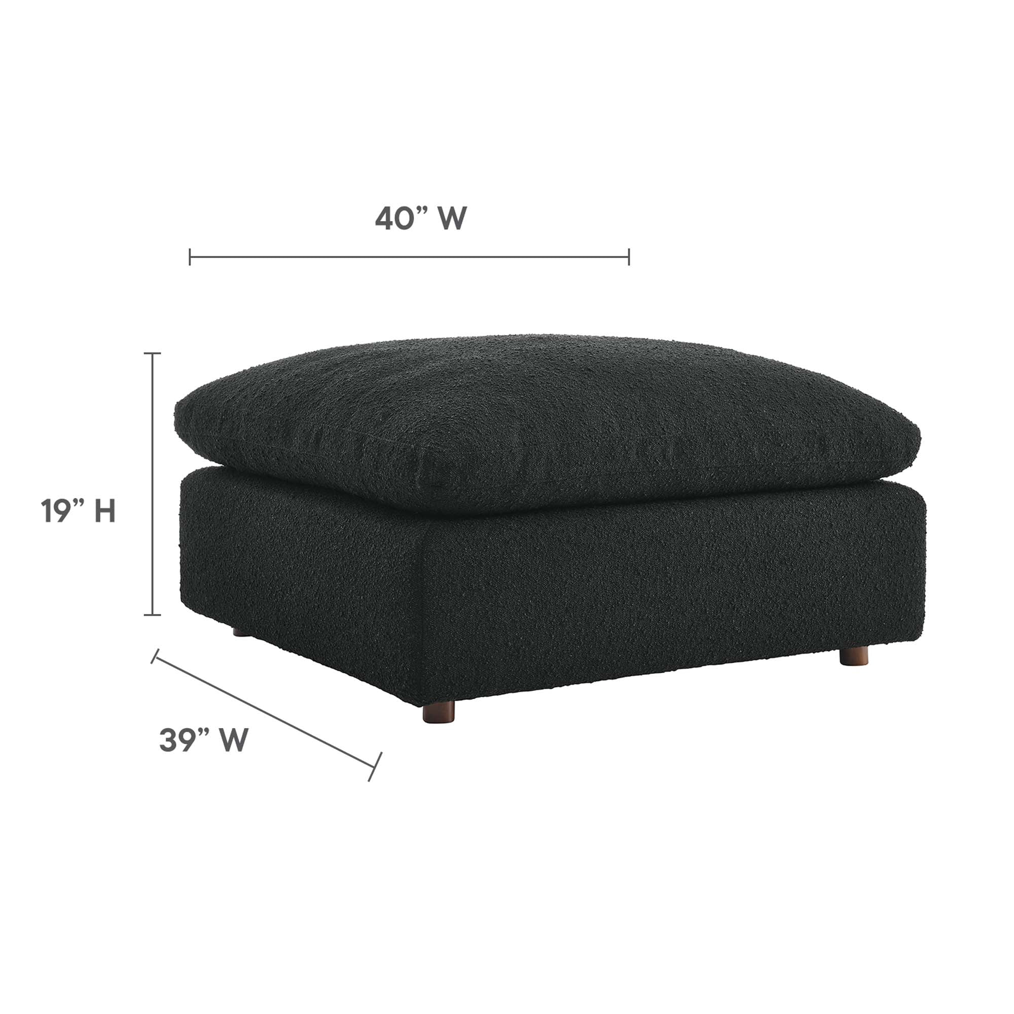 Commix Down Filled Overstuffed Boucle Fabric Ottoman - Light Gray
