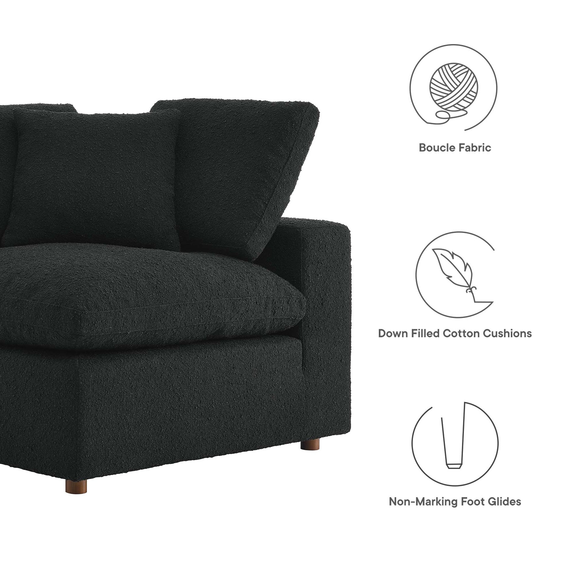 Commix Down Filled Overstuffed Boucle Fabric Corner Chair - Ivory