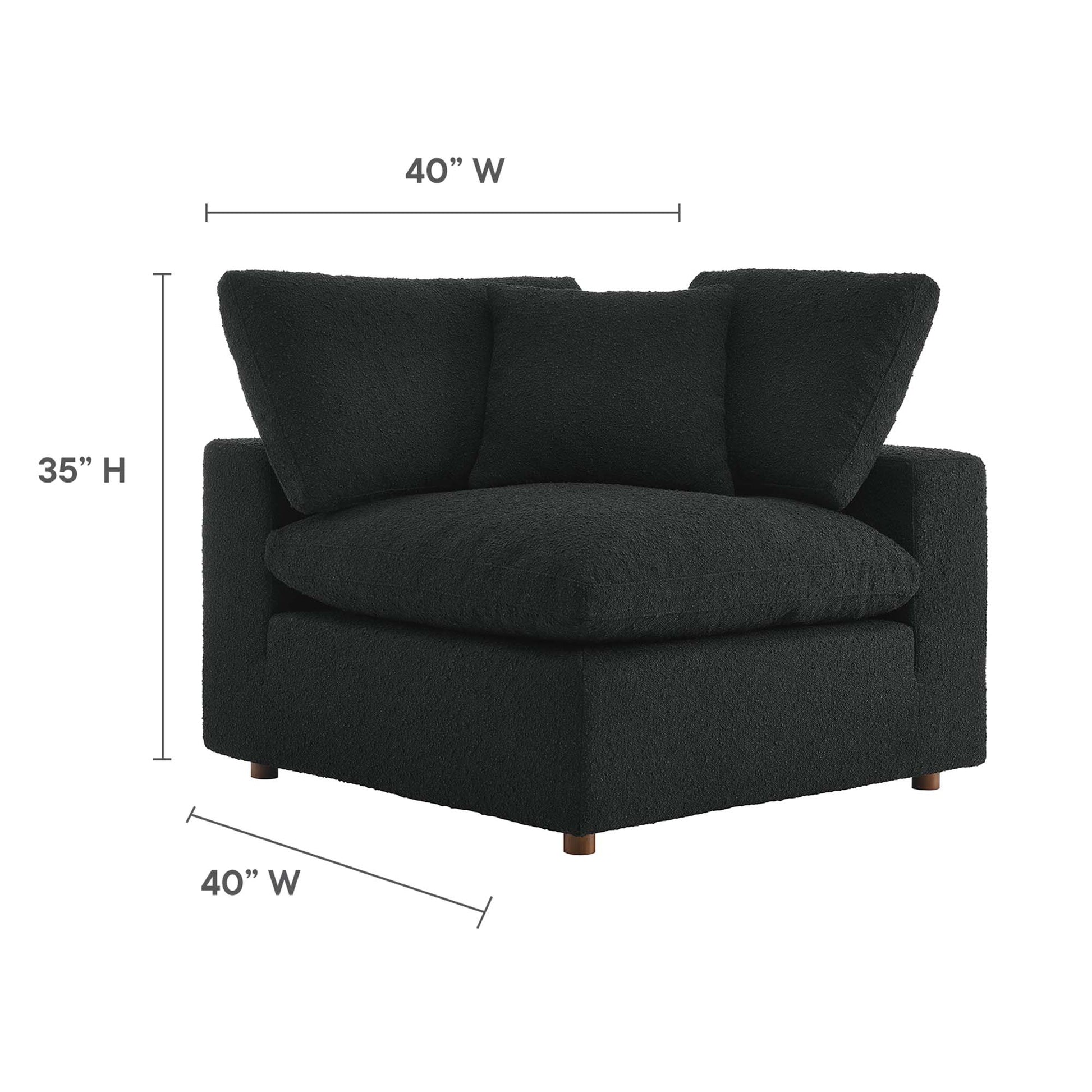 Commix Down Filled Overstuffed Boucle Fabric Corner Chair - Light Gray