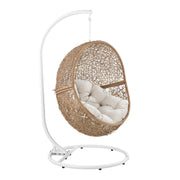 Encase Outdoor Patio Rattan Swing Chair - Cappuccino Beige