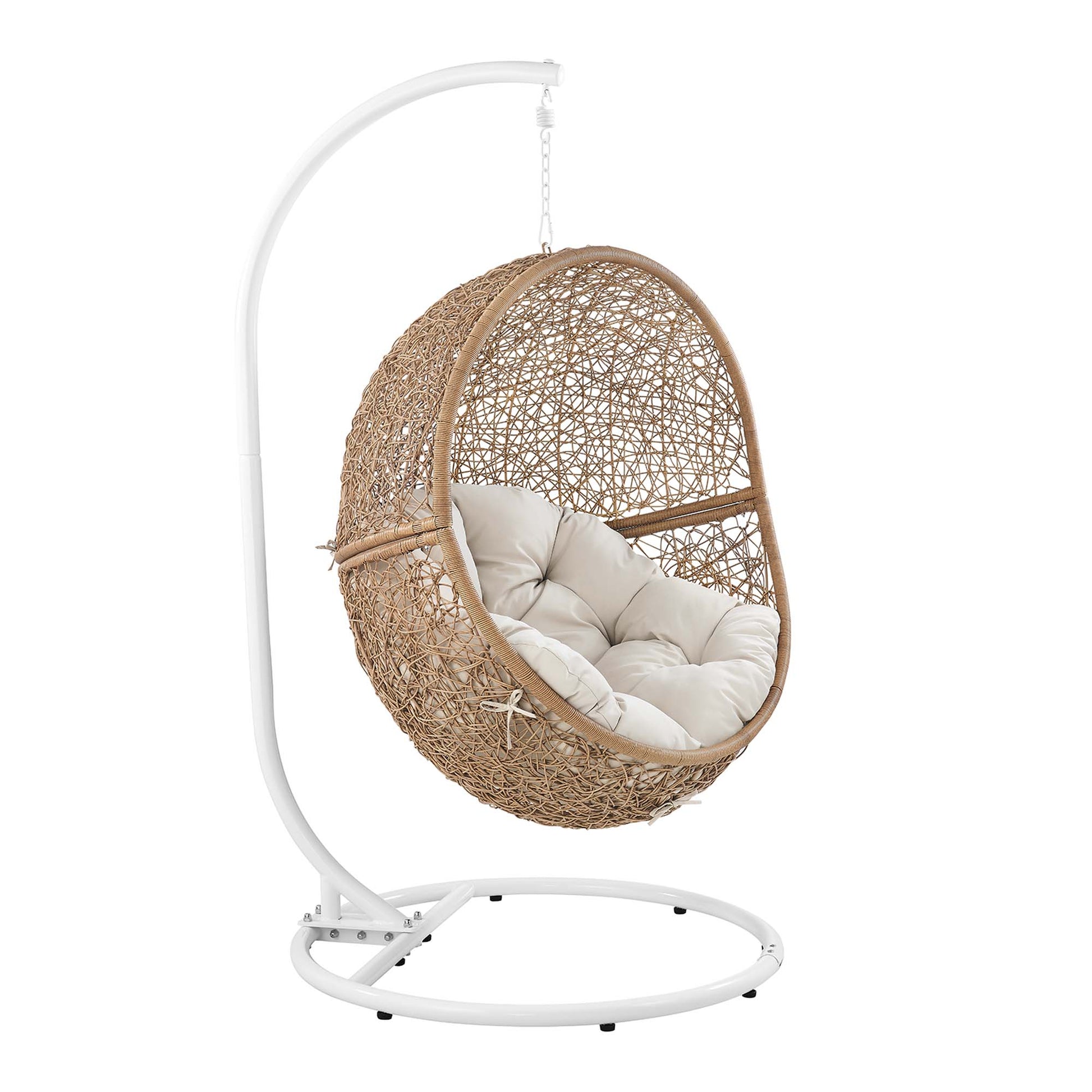 Encase Outdoor Patio Rattan Swing Chair - Cappuccino Beige