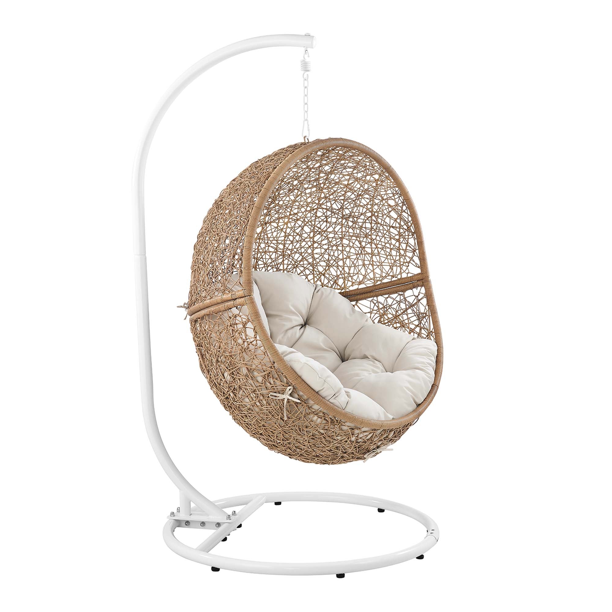 Encase Outdoor Patio Rattan Swing Chair - Cappuccino Beige