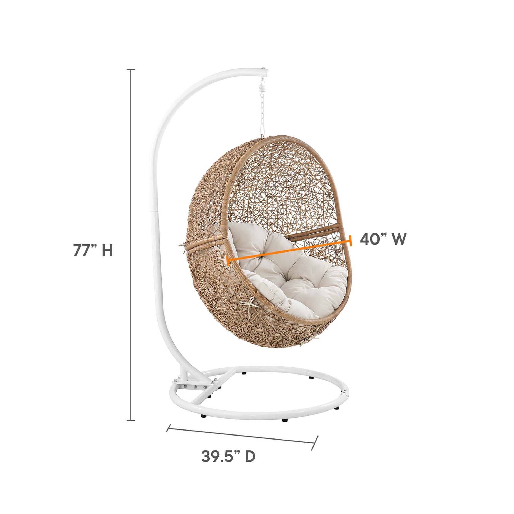 Encase Outdoor Patio Rattan Swing Chair - Cappuccino White