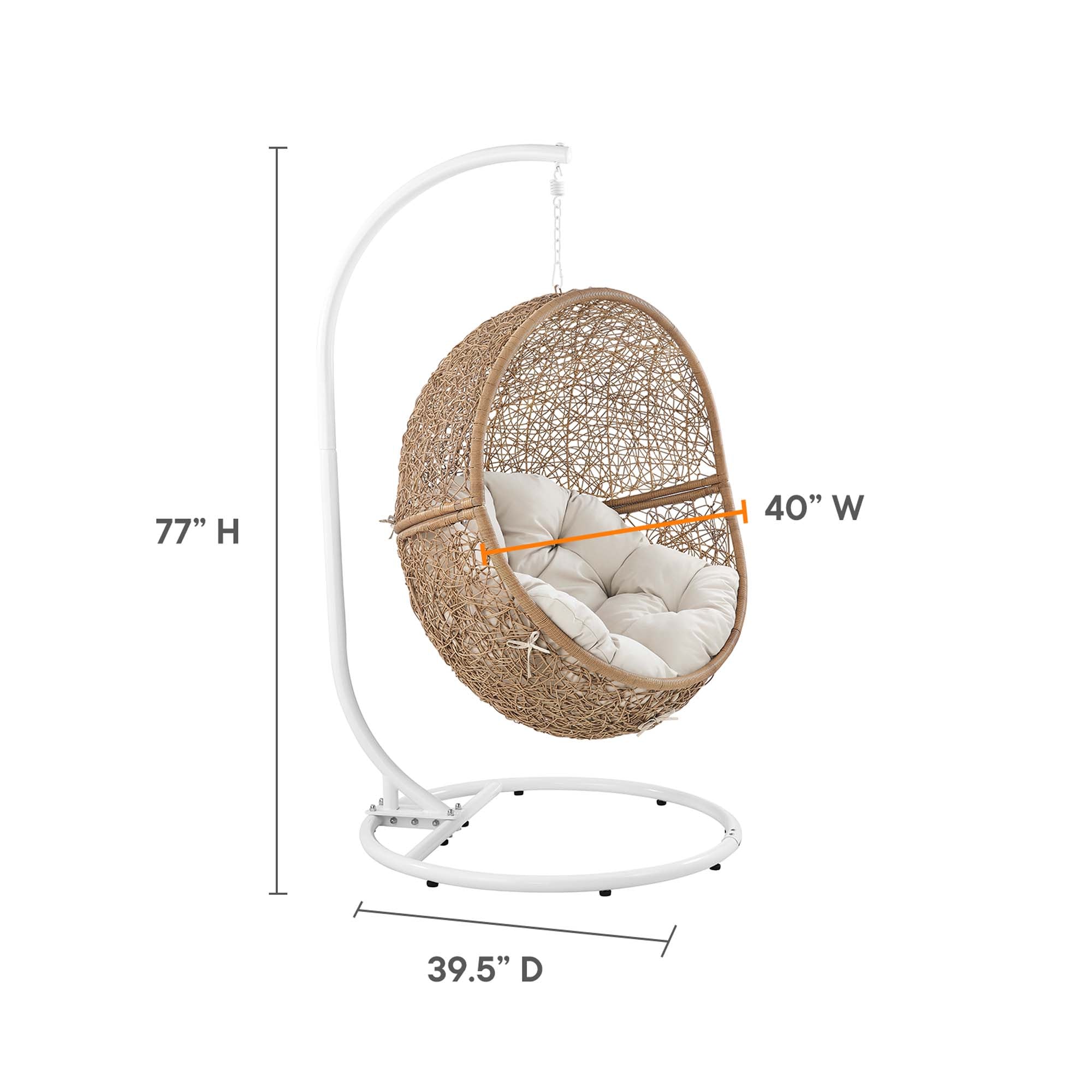 Encase Outdoor Patio Rattan Swing Chair - Cappuccino White