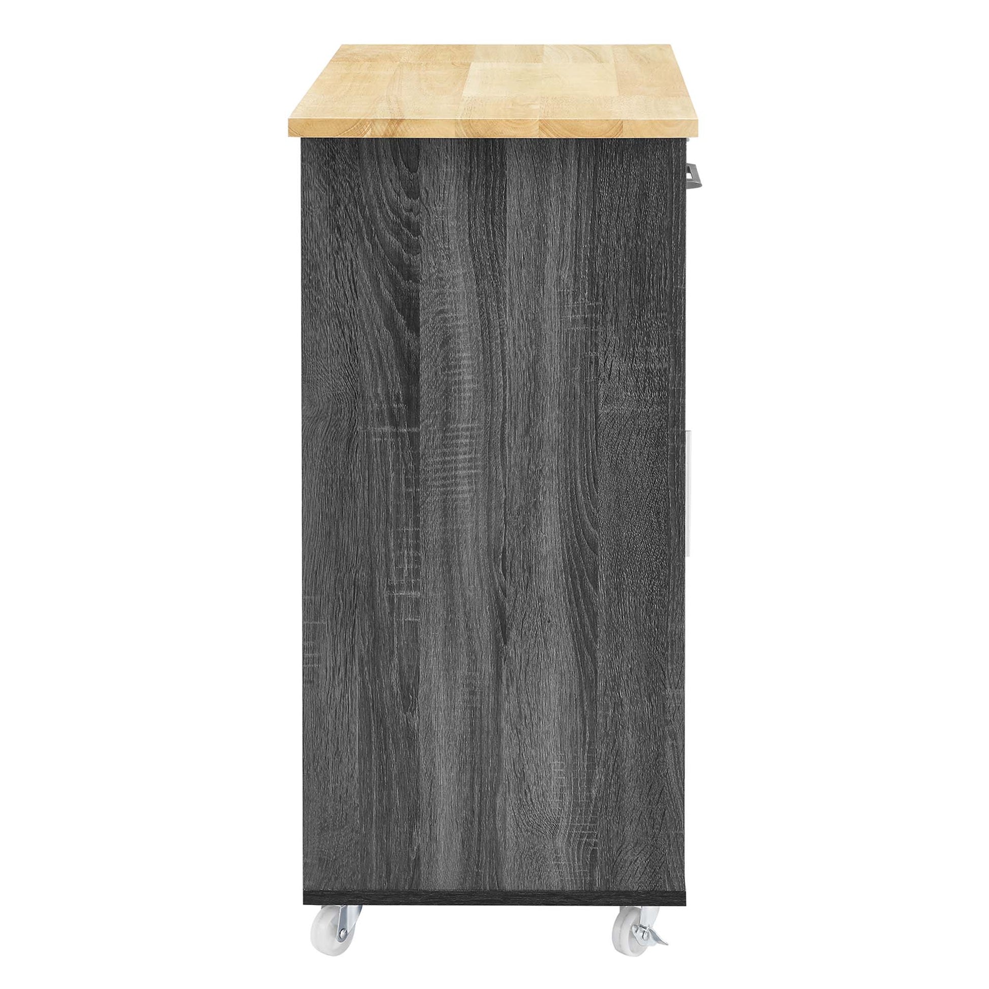 Culinary Kitchen Cart With Towel Bar - White Natural