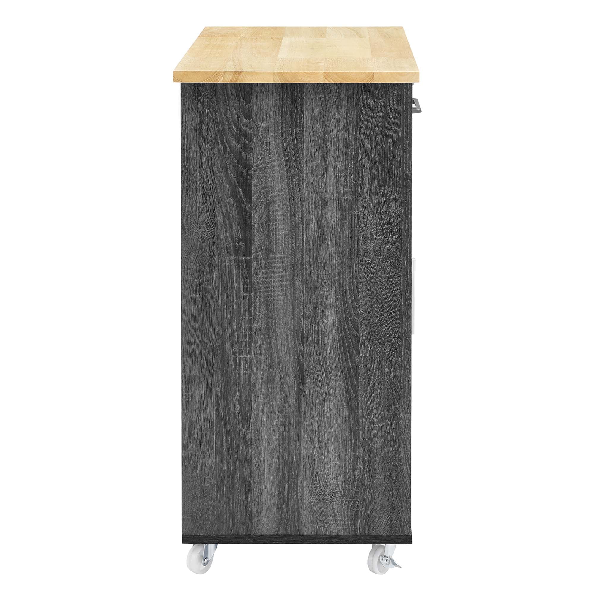 Culinary Kitchen Cart With Towel Bar - White Natural