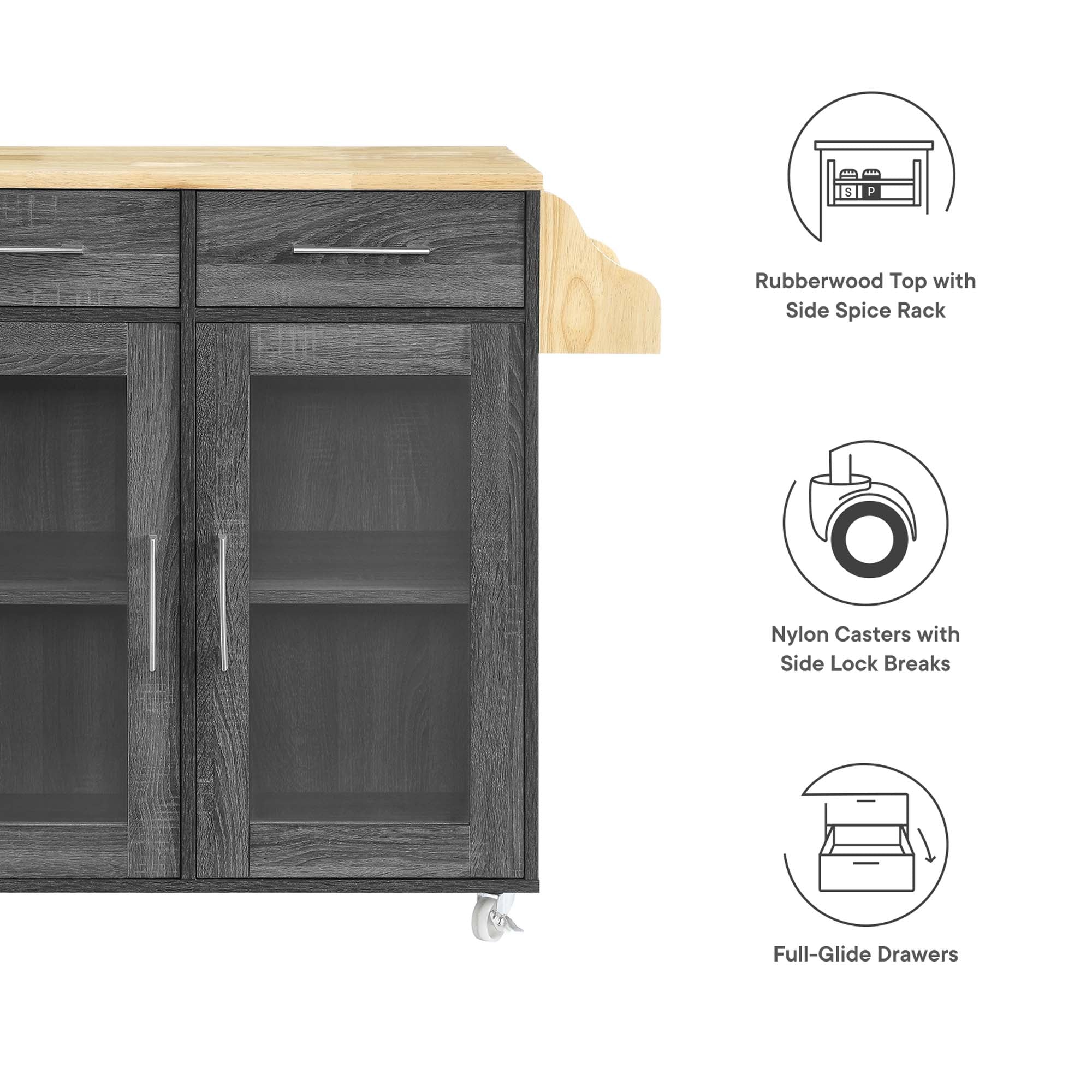 Cuisine Kitchen Cart - Oak White