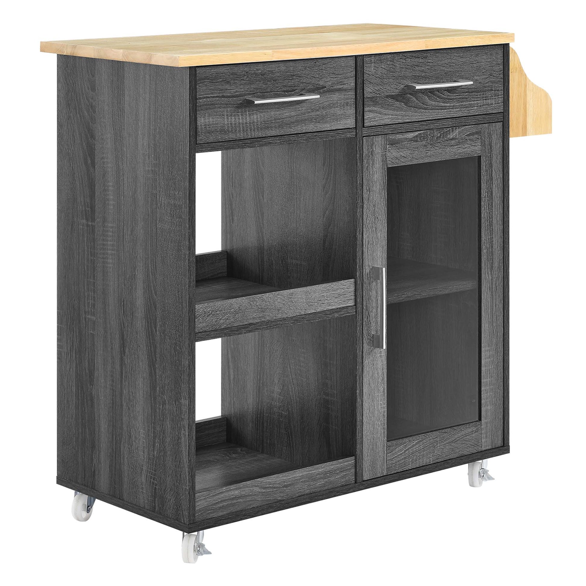 Culinary Kitchen Cart With Spice Rack - Charcoal Natural