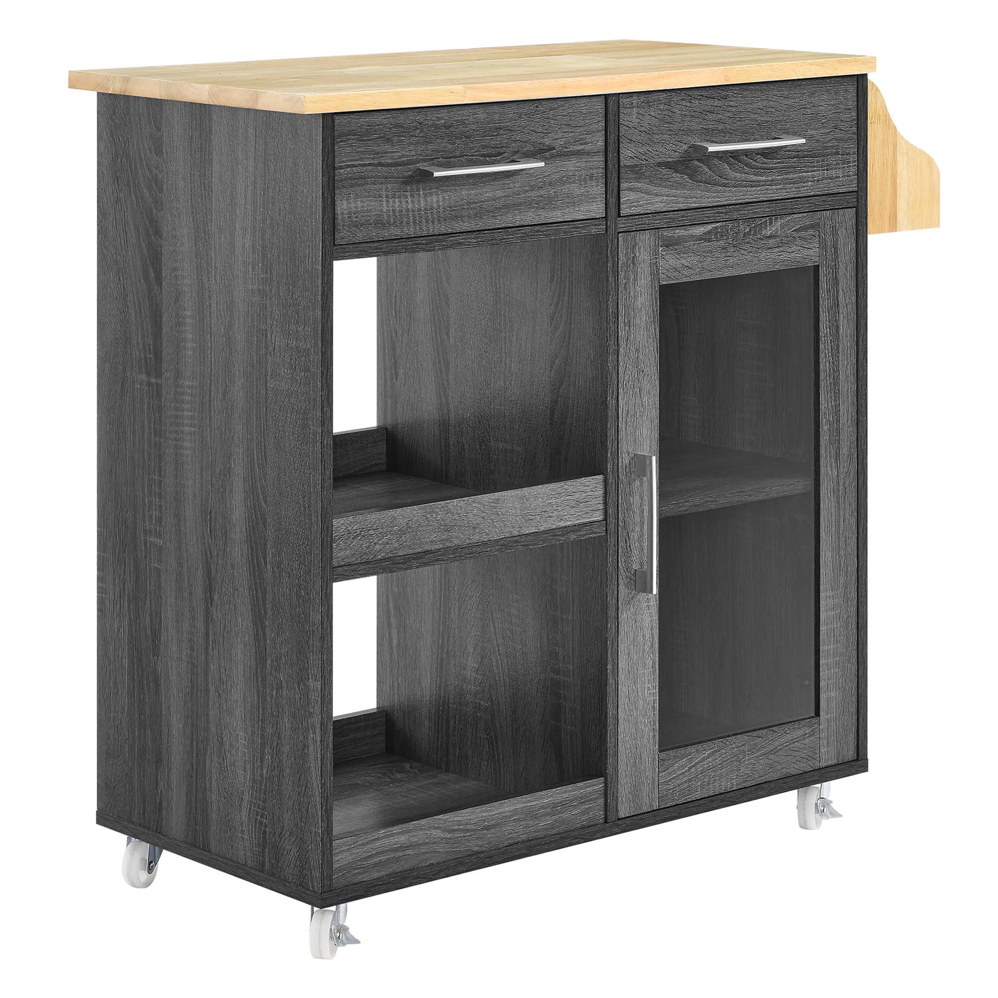 Culinary Kitchen Cart With Spice Rack - Charcoal Natural