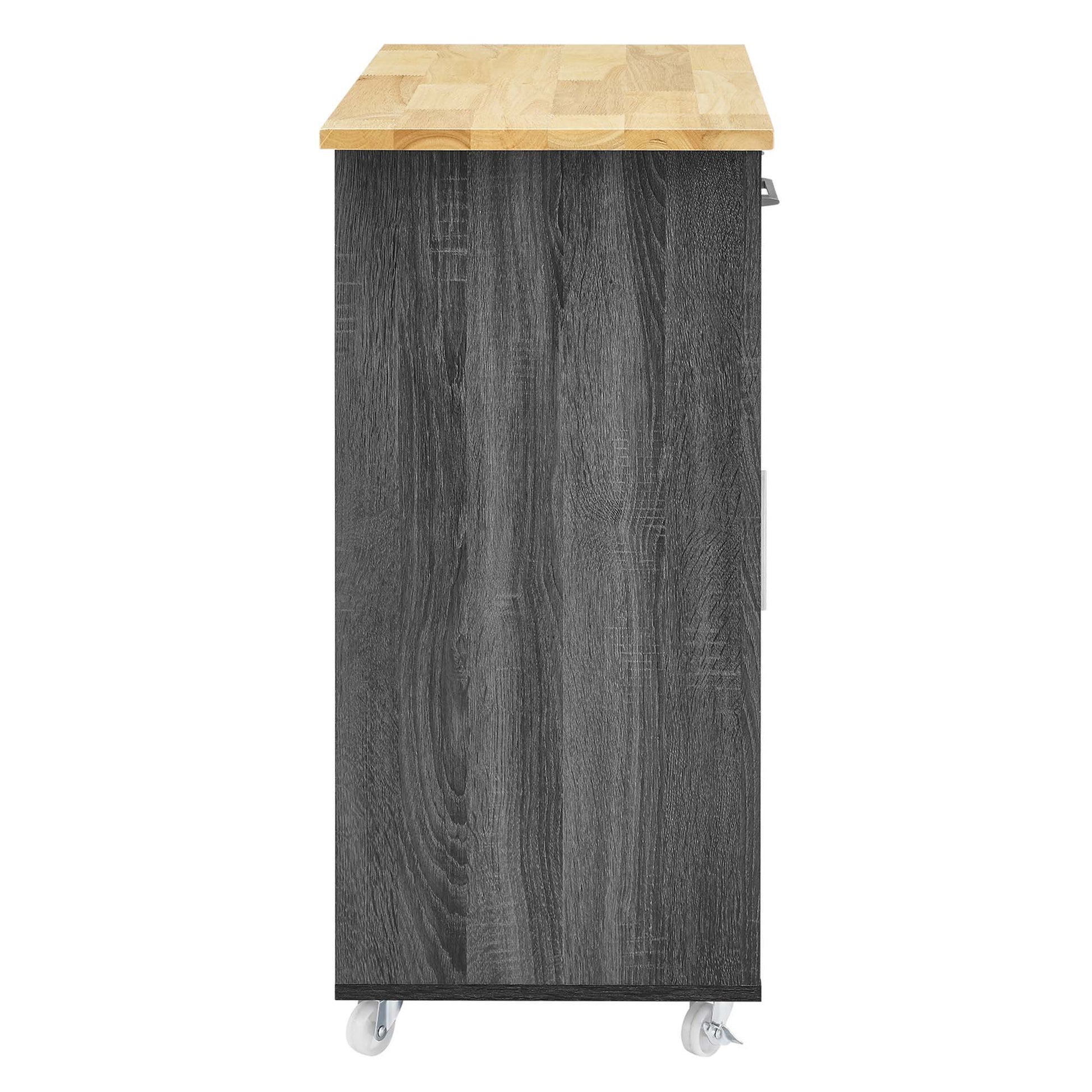 Culinary Kitchen Cart With Spice Rack - White Natural