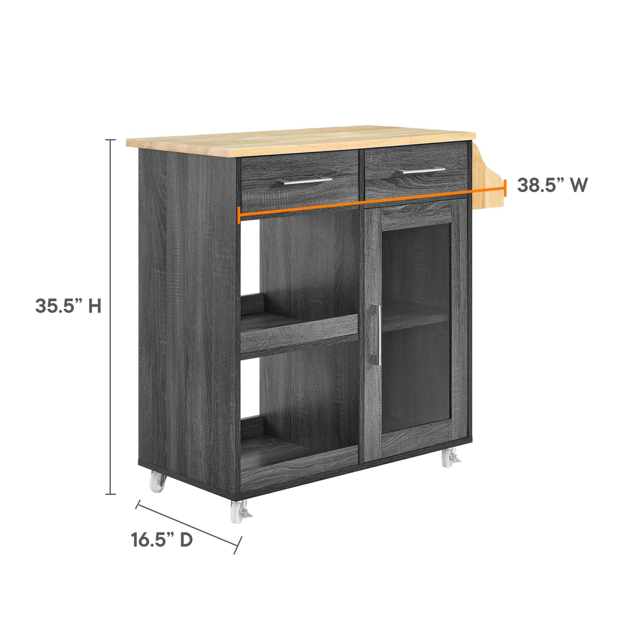 Culinary Kitchen Cart With Spice Rack - Oak White