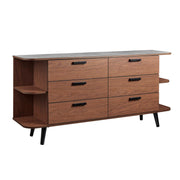 Langston Open Display Storage Sideboard - Walnut Gray