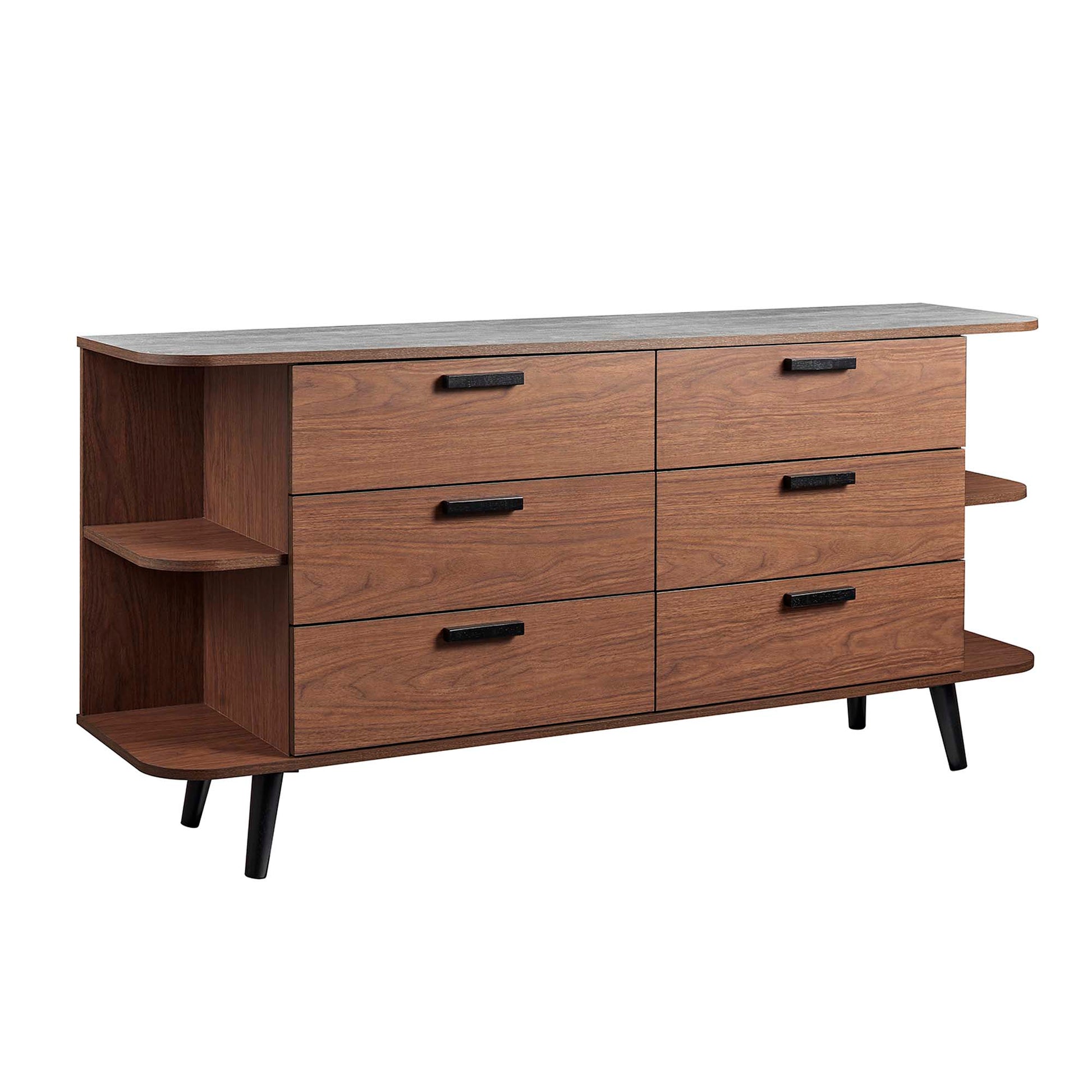 Langston Open Display Storage Sideboard - Walnut Gray