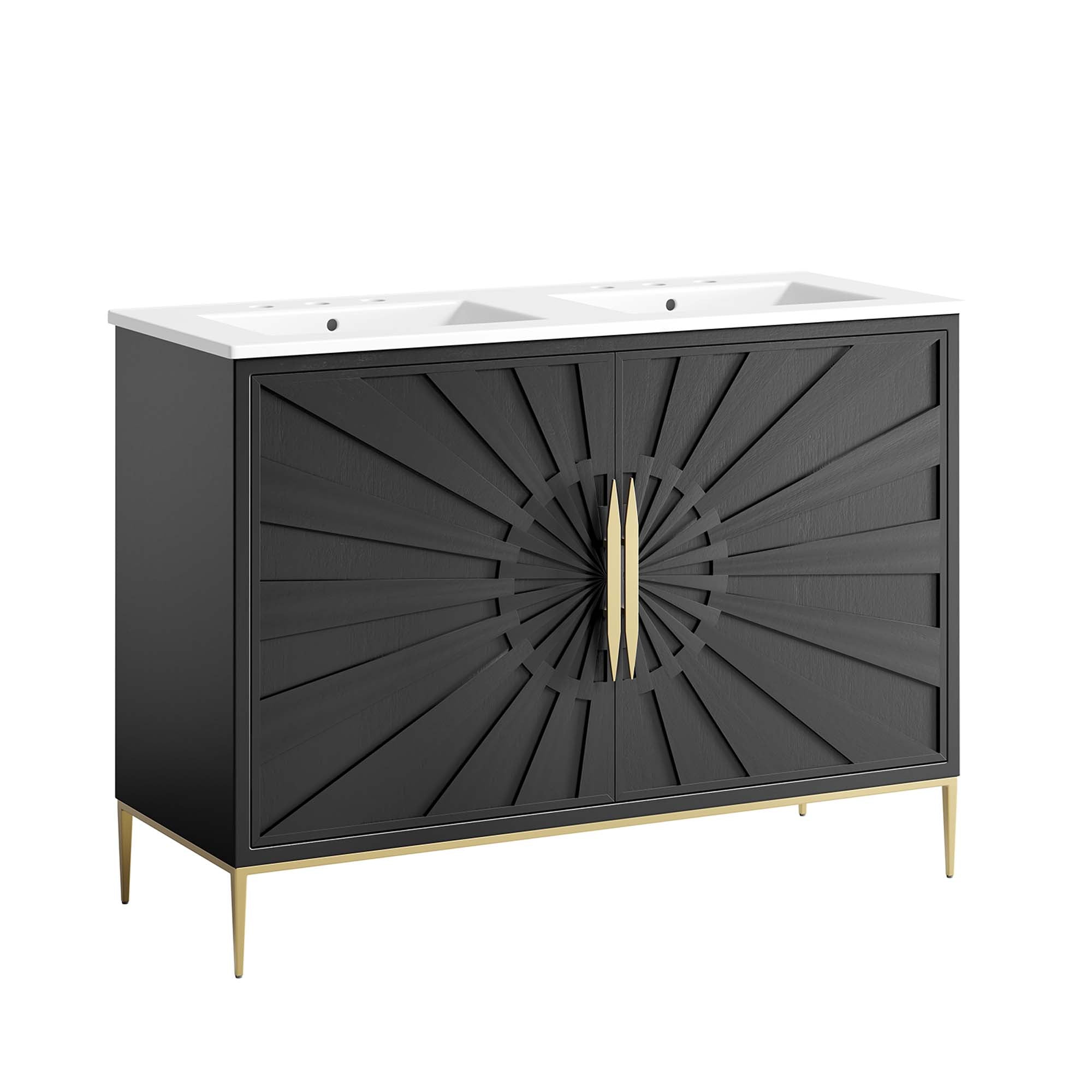 Awaken 48" Double Sink Bathroom Vanity - White Black