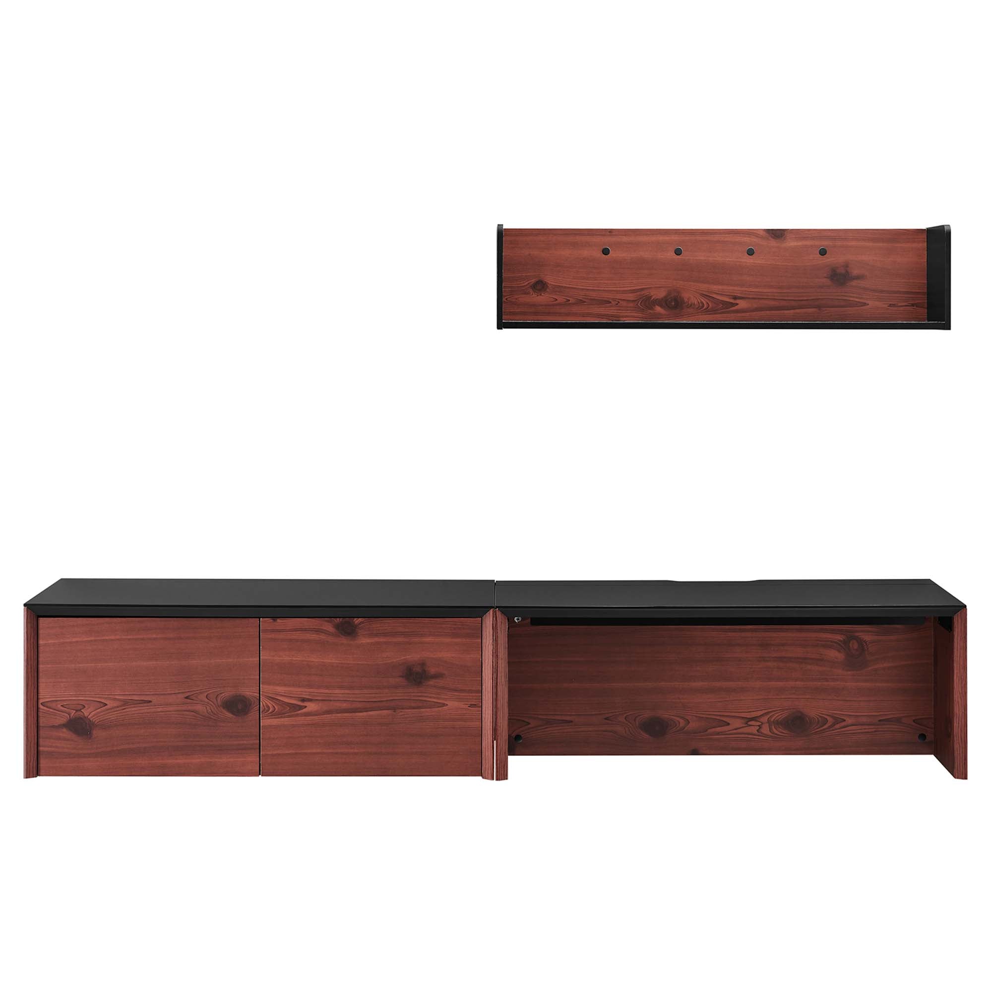 Kinetic 38" Wall-Mount Office Desk With Cabinet and Shelf - Black Cherry
