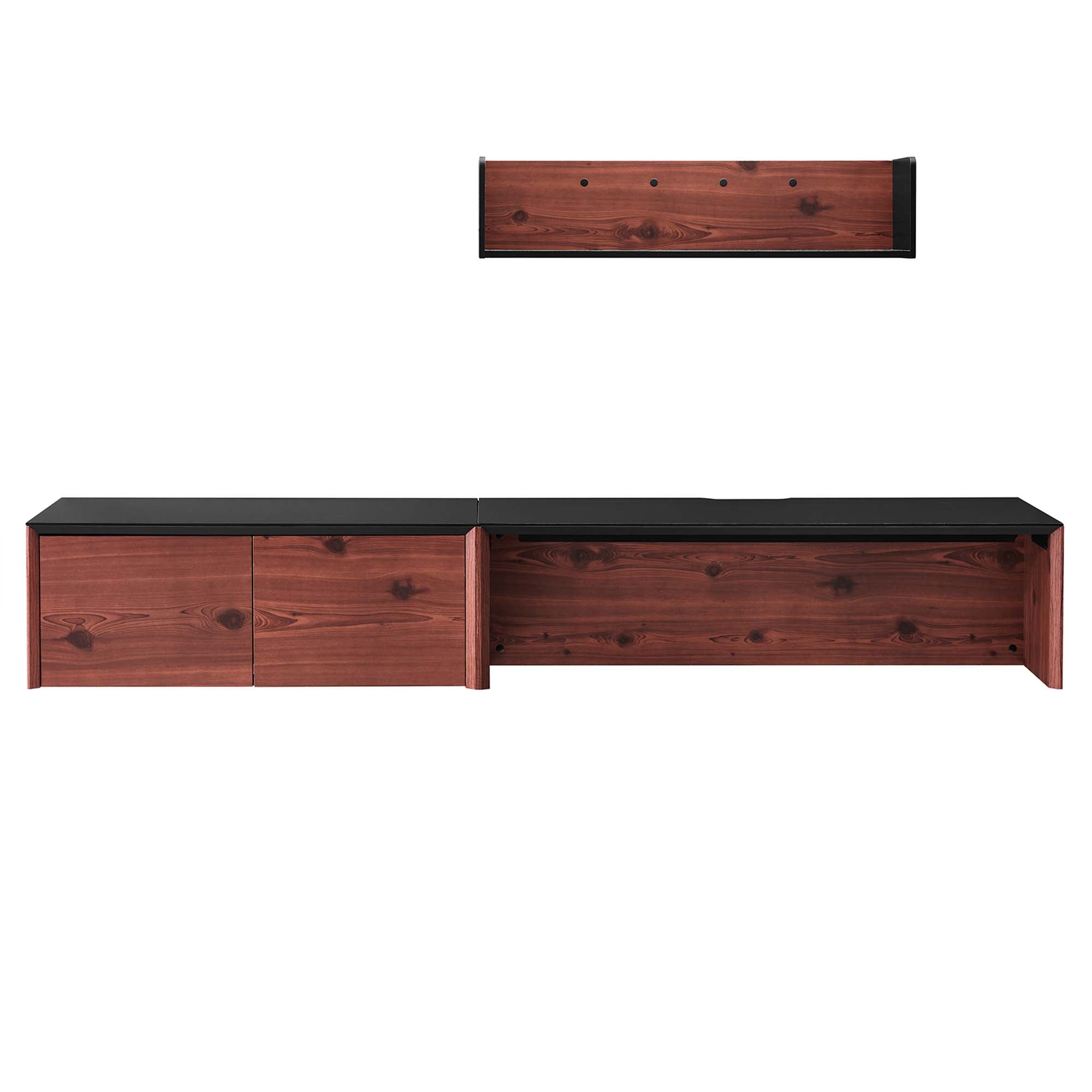 Kinetic 49" Wall-Mount Office Desk With Cabinet and Shelf - Black Cherry