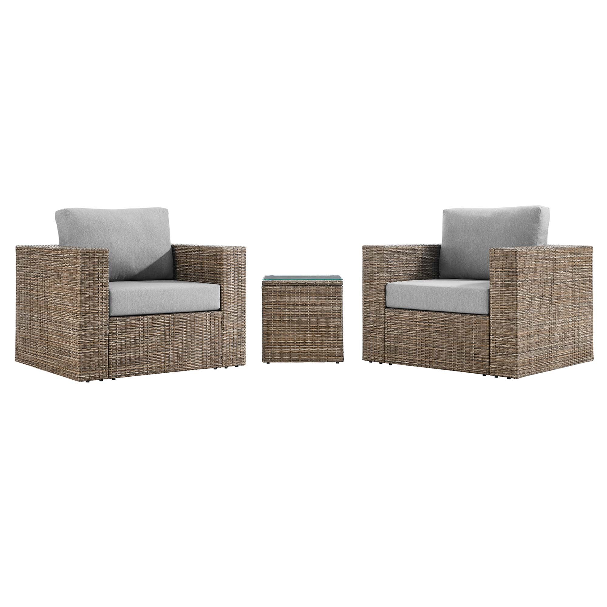 Convene Outdoor Patio 3-Piece Furniture Set - Cappuccino White