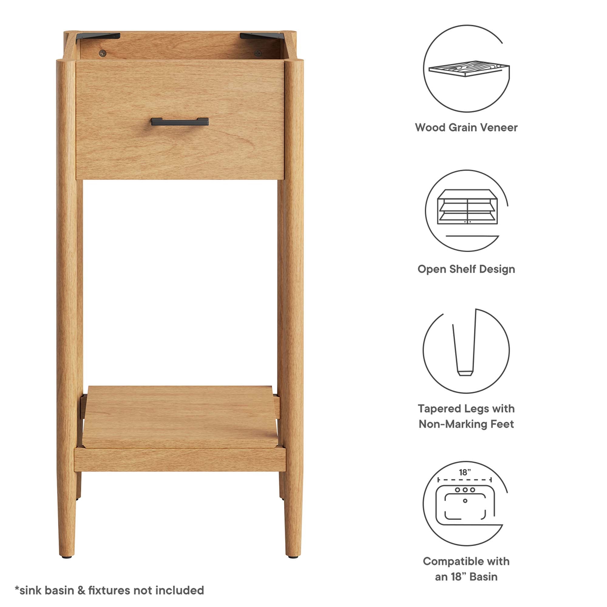 Zaire 18" Bathroom Vanity Cabinet (Sink Basin Not Included) - Walnut