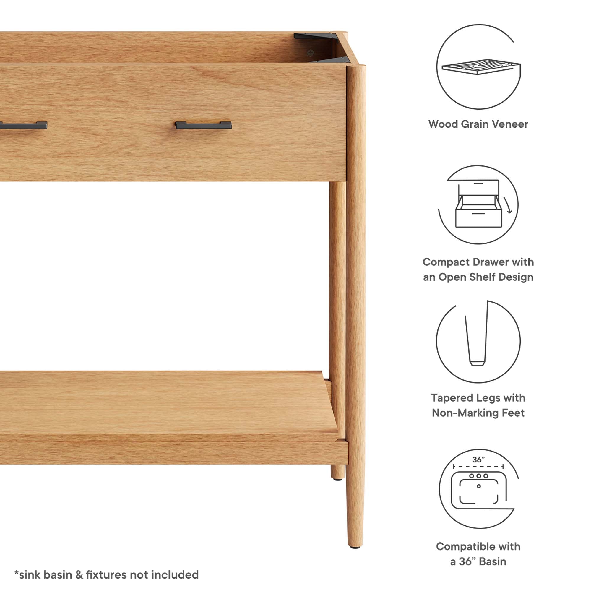 Zaire 36" Bathroom Vanity Cabinet (Sink Basin Not Included) - Walnut