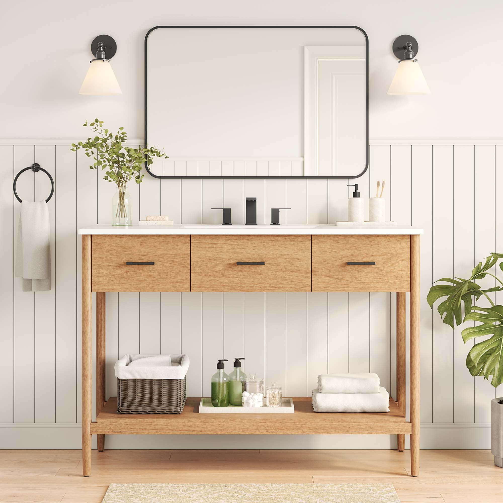 Zaire 48" Single Sink Compatible Bathroom Vanity Cabinet (Sink Basin Not Included)
