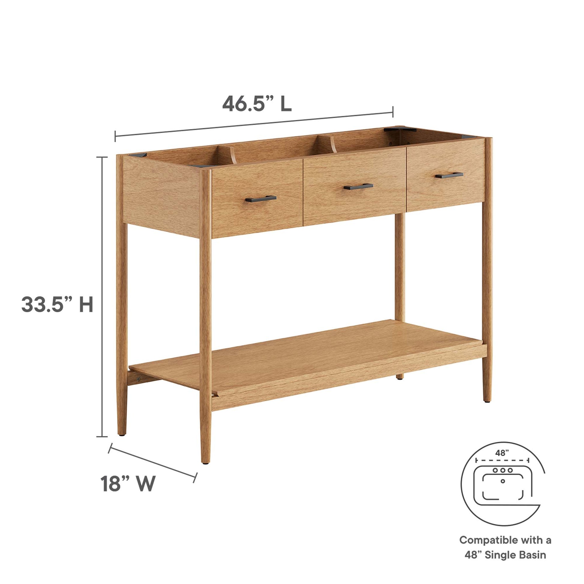 Zaire 48" Single Sink Compatible Bathroom Vanity Cabinet (Sink Basin Not Included)