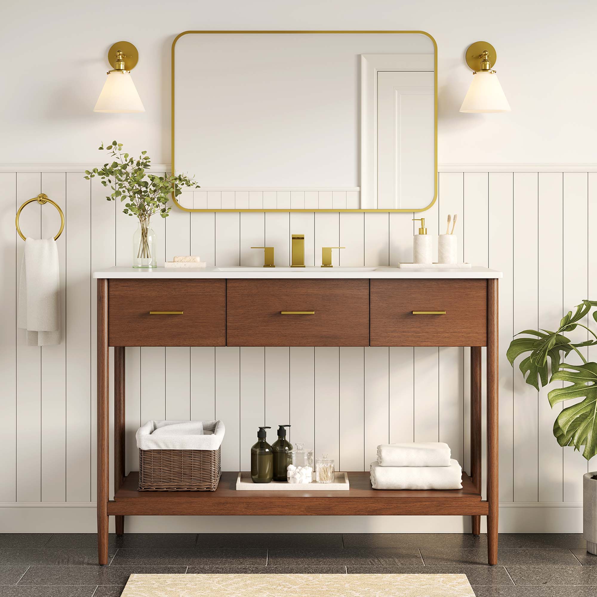 Zaire 48" Single Sink Compatible Bathroom Vanity Cabinet (Sink Basin Not Included)