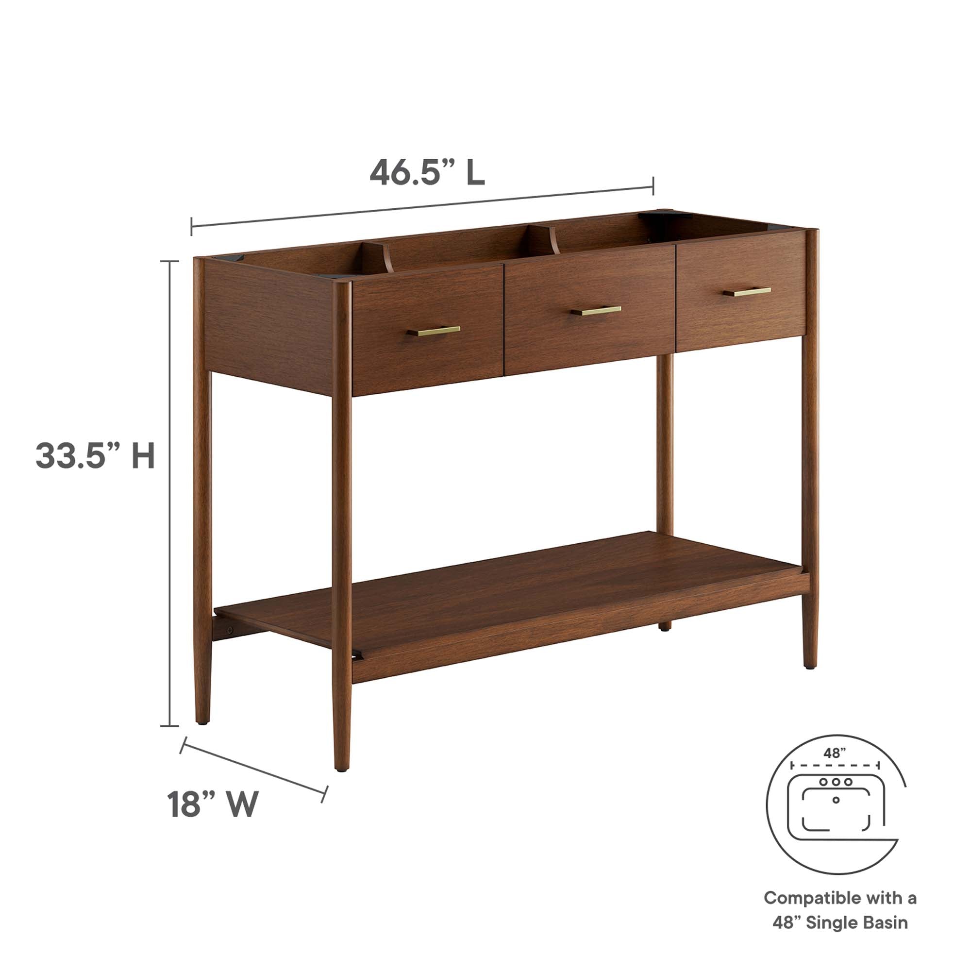 Zaire 48" Single Sink Compatible Bathroom Vanity Cabinet (Sink Basin Not Included)