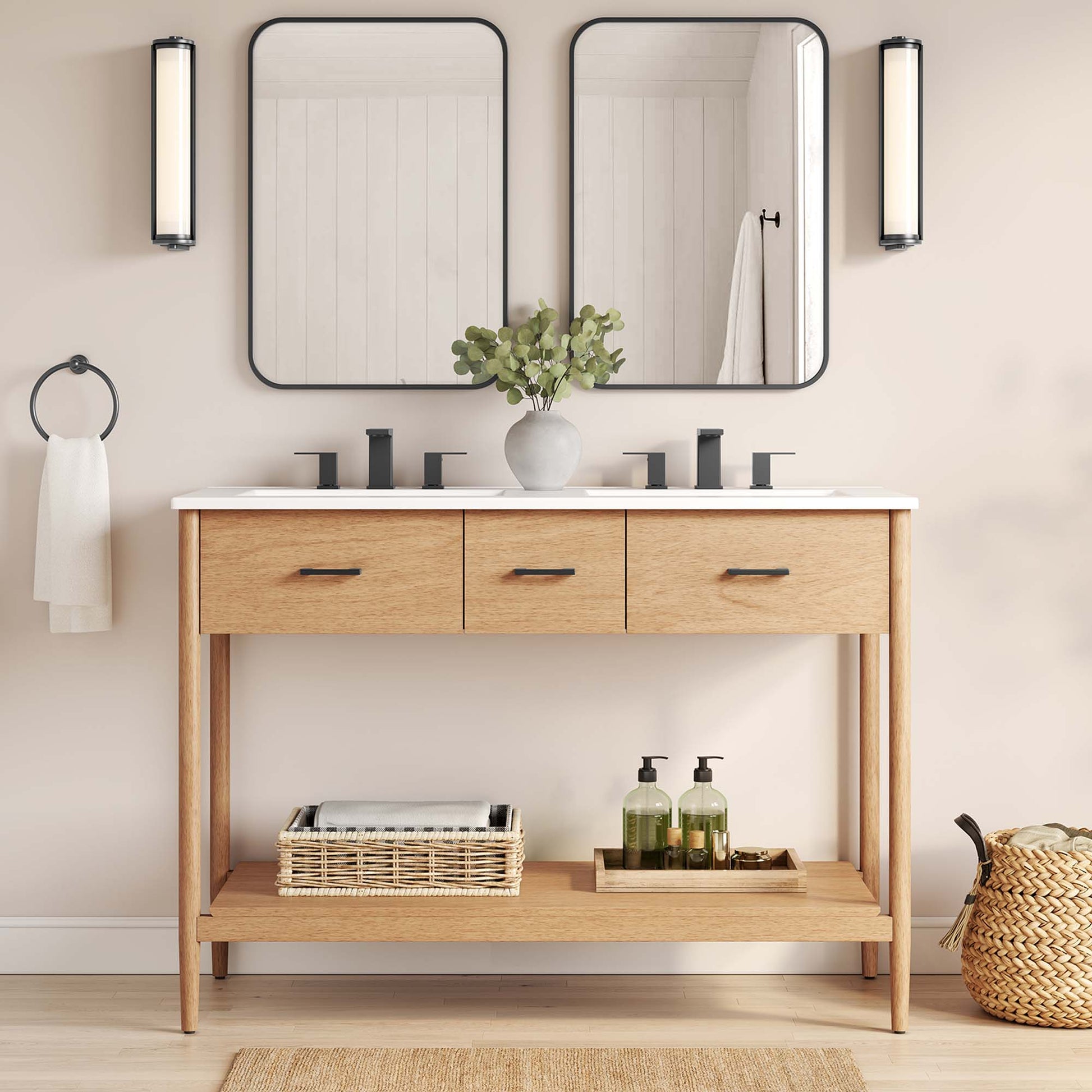 Zaire 48" Double Sink Compatible Bathroom Vanity Cabinet (Sink Basin Not Included)