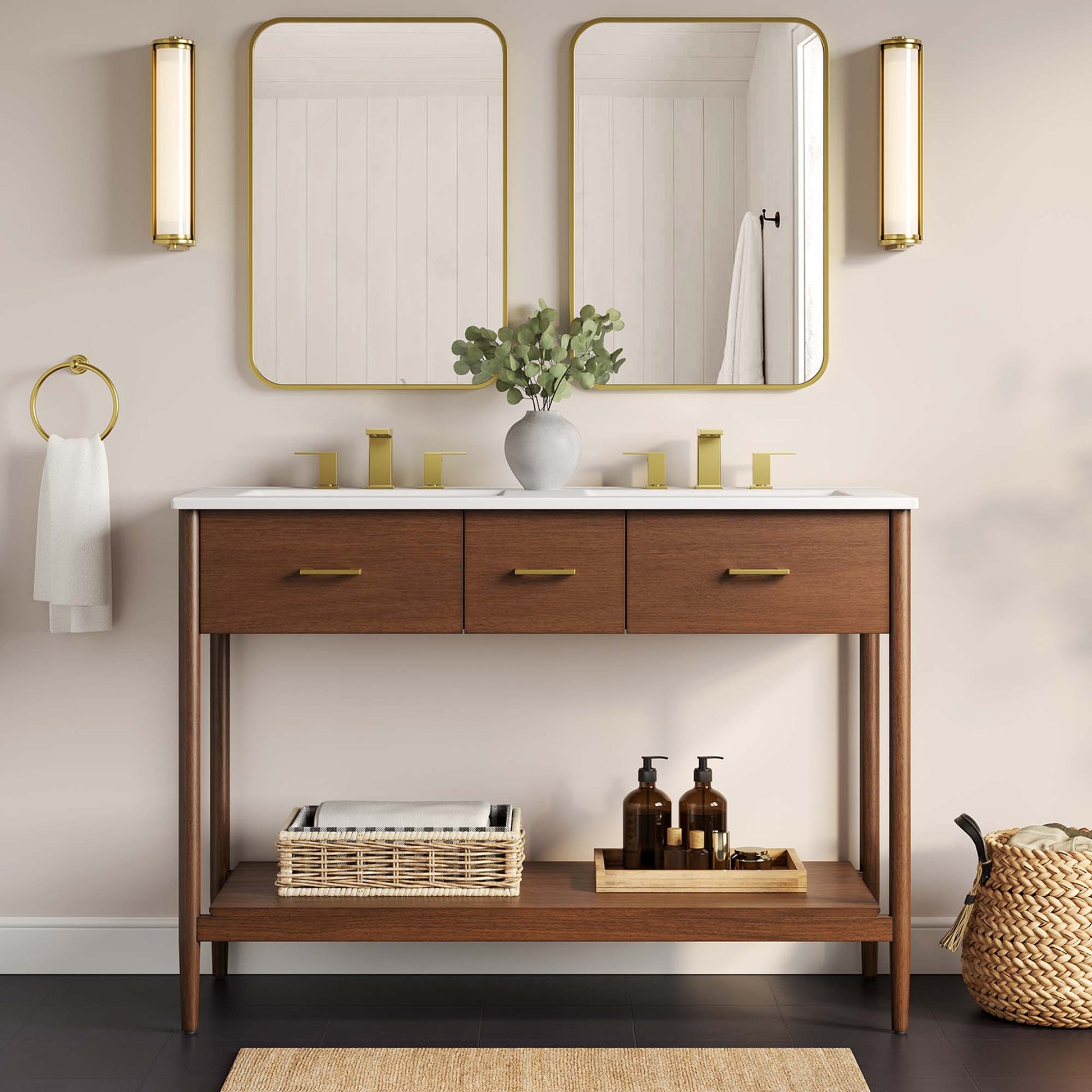 Zaire 48" Double Sink Compatible Bathroom Vanity Cabinet (Sink Basin Not Included)