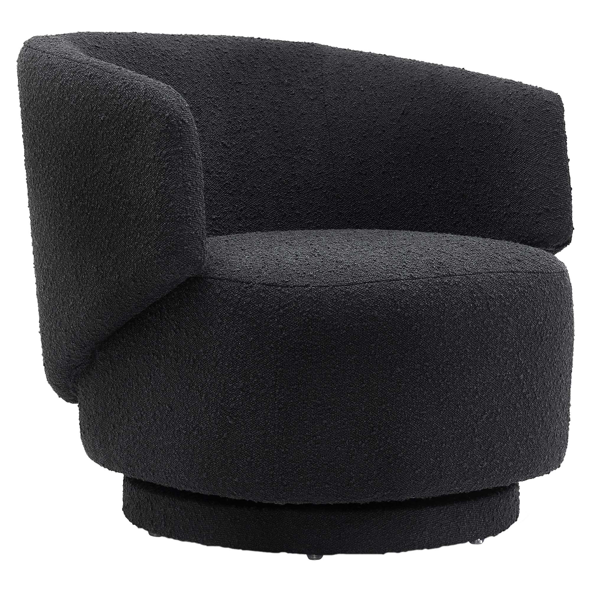 Celestia Boucle Fabric Swivel Chair - Black