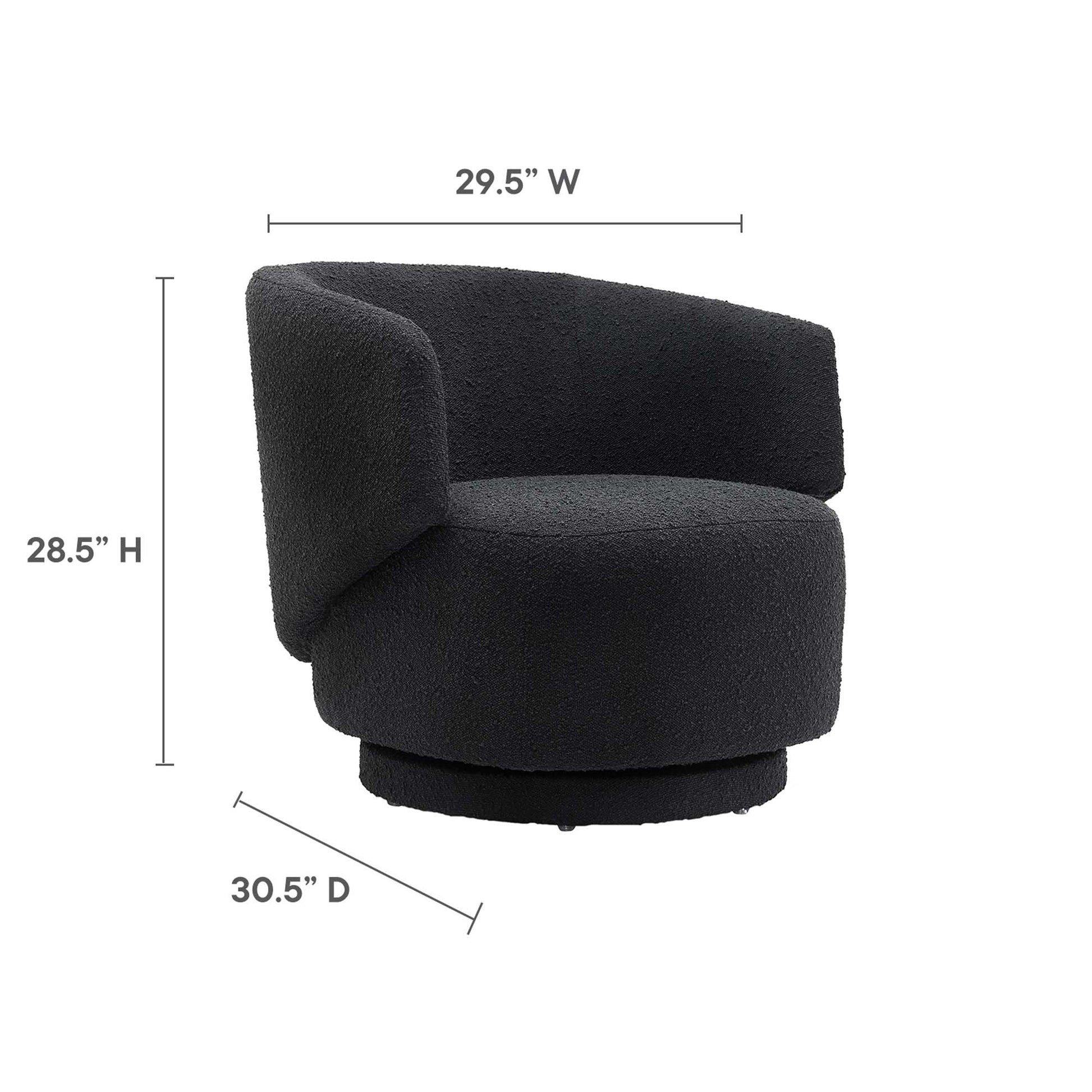 Celestia Boucle Fabric Swivel Chair - Light Gray