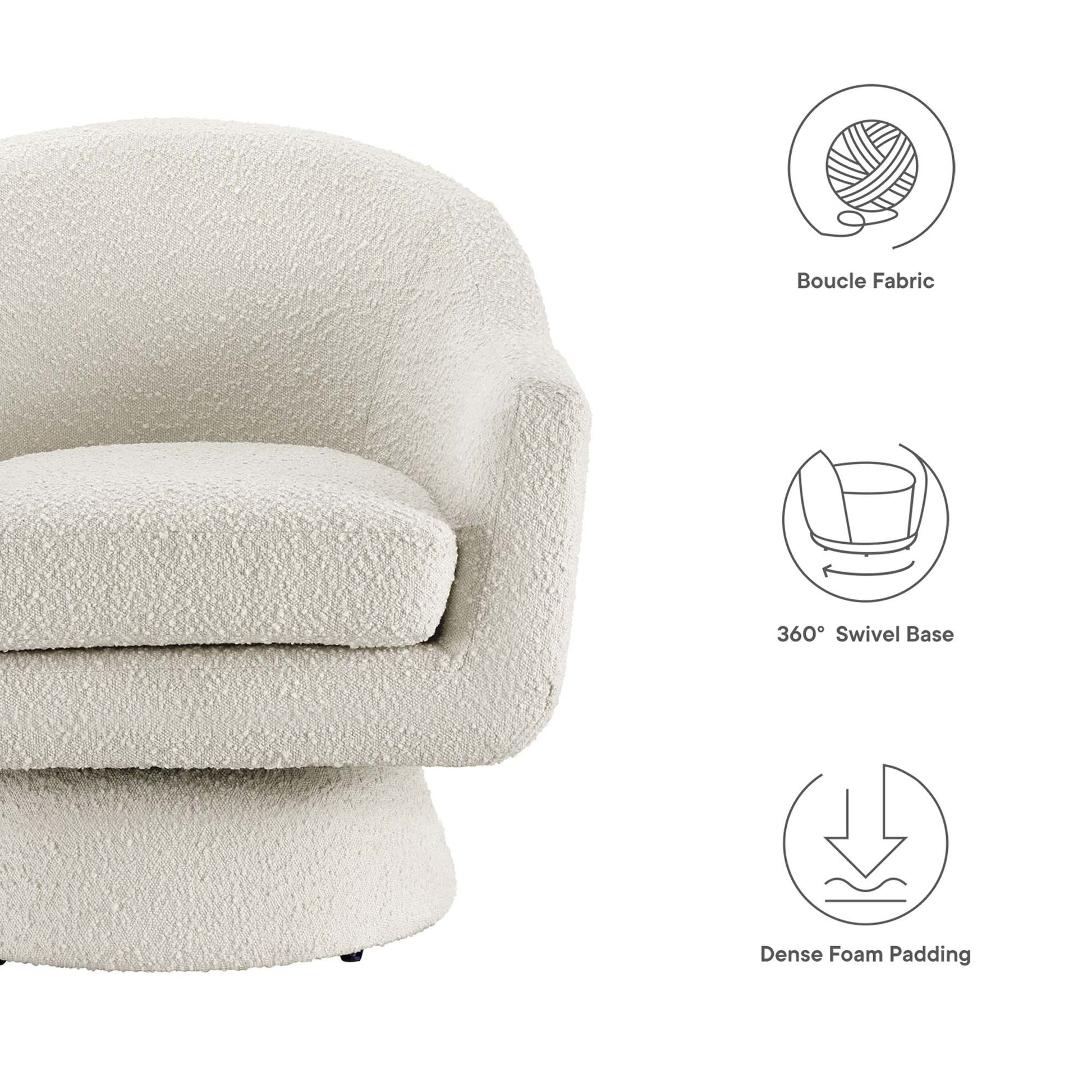 Astral Boucle Fabric Swivel Chair - Taupe