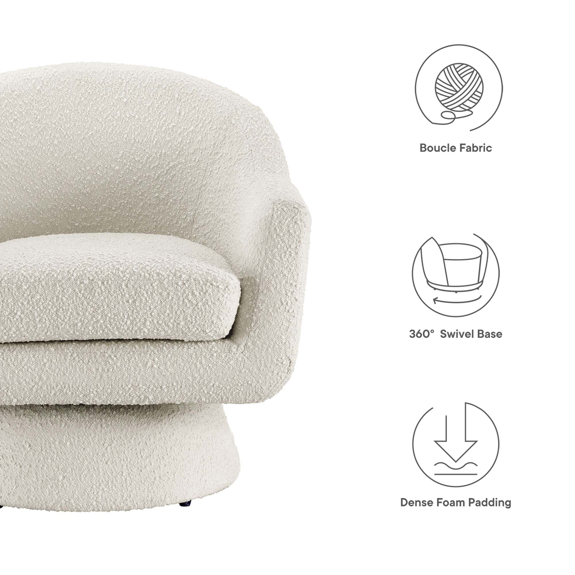 Astral Boucle Fabric Swivel Chair - Taupe