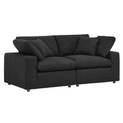 Commix Down Filled Overstuffed Boucle Fabric Loveseat - Black