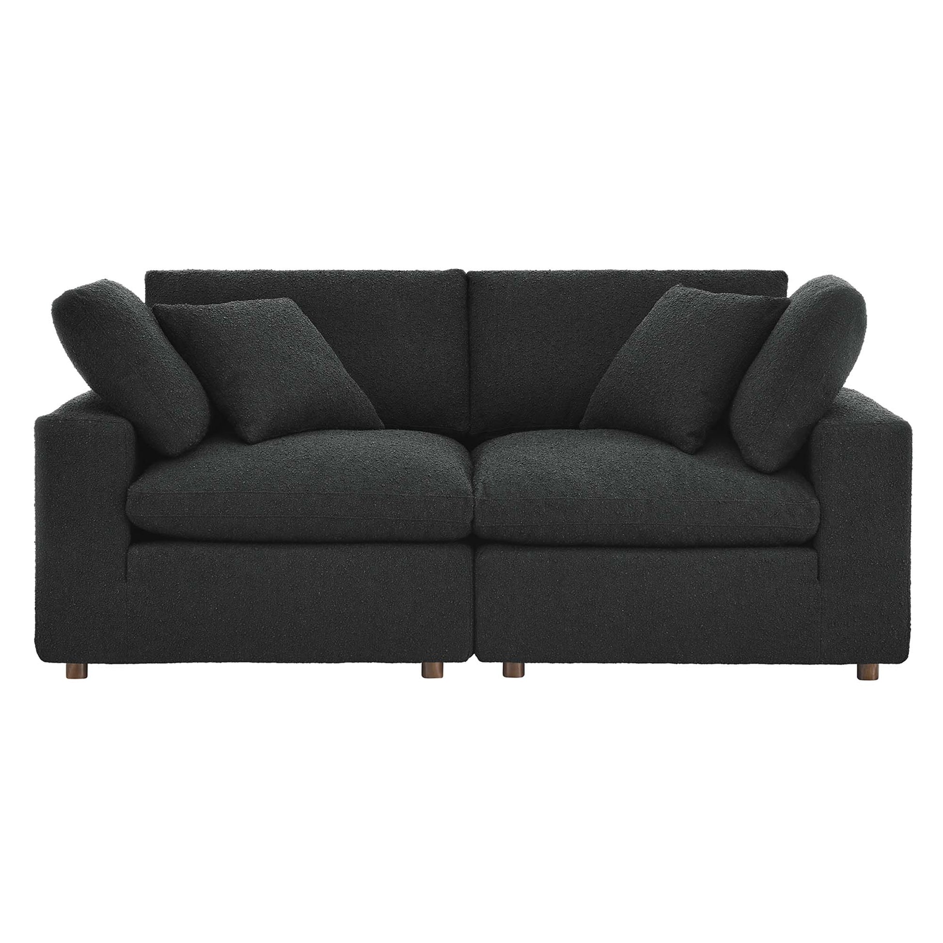 Commix Down Filled Overstuffed Boucle Fabric Loveseat - Light Gray