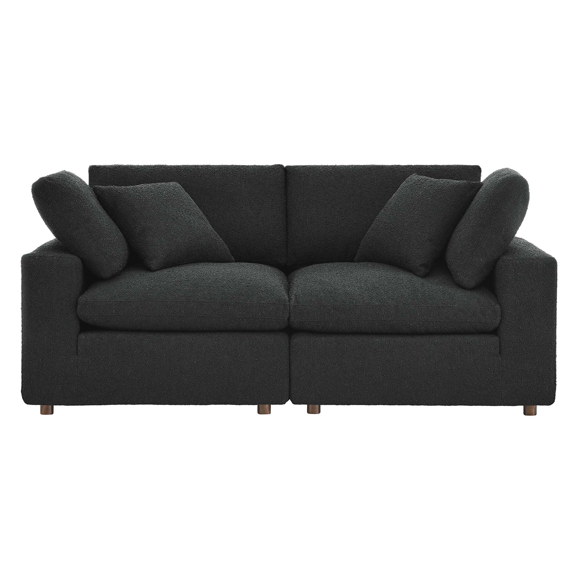Commix Down Filled Overstuffed Boucle Fabric Loveseat - Light Gray