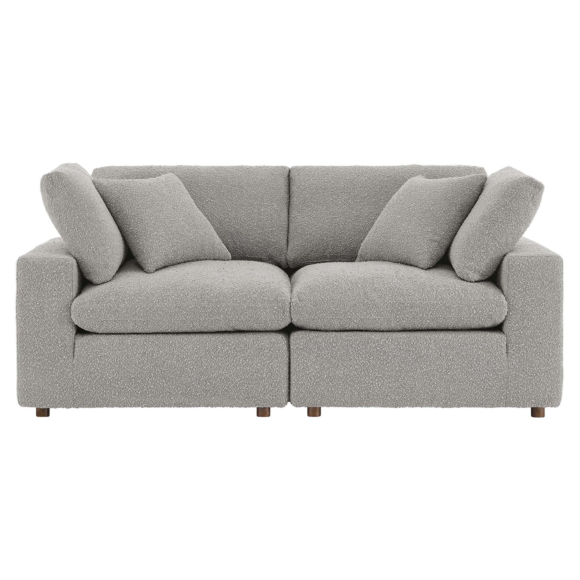 Commix Down Filled Overstuffed Boucle Fabric Loveseat