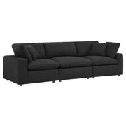 Commix Down Filled Overstuffed Boucle Fabric 3-Seater Sofa - Black