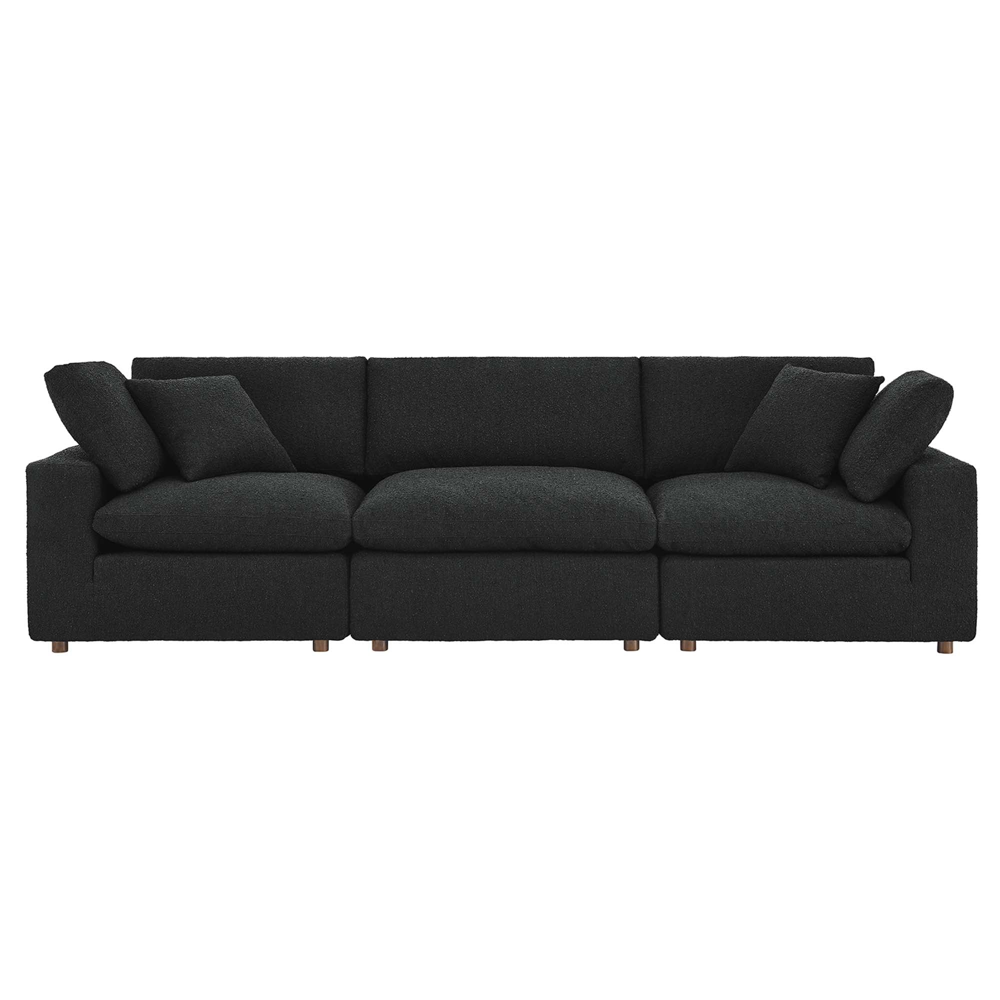 Commix Down Filled Overstuffed Boucle Fabric 3-Seater Sofa - Light Gray