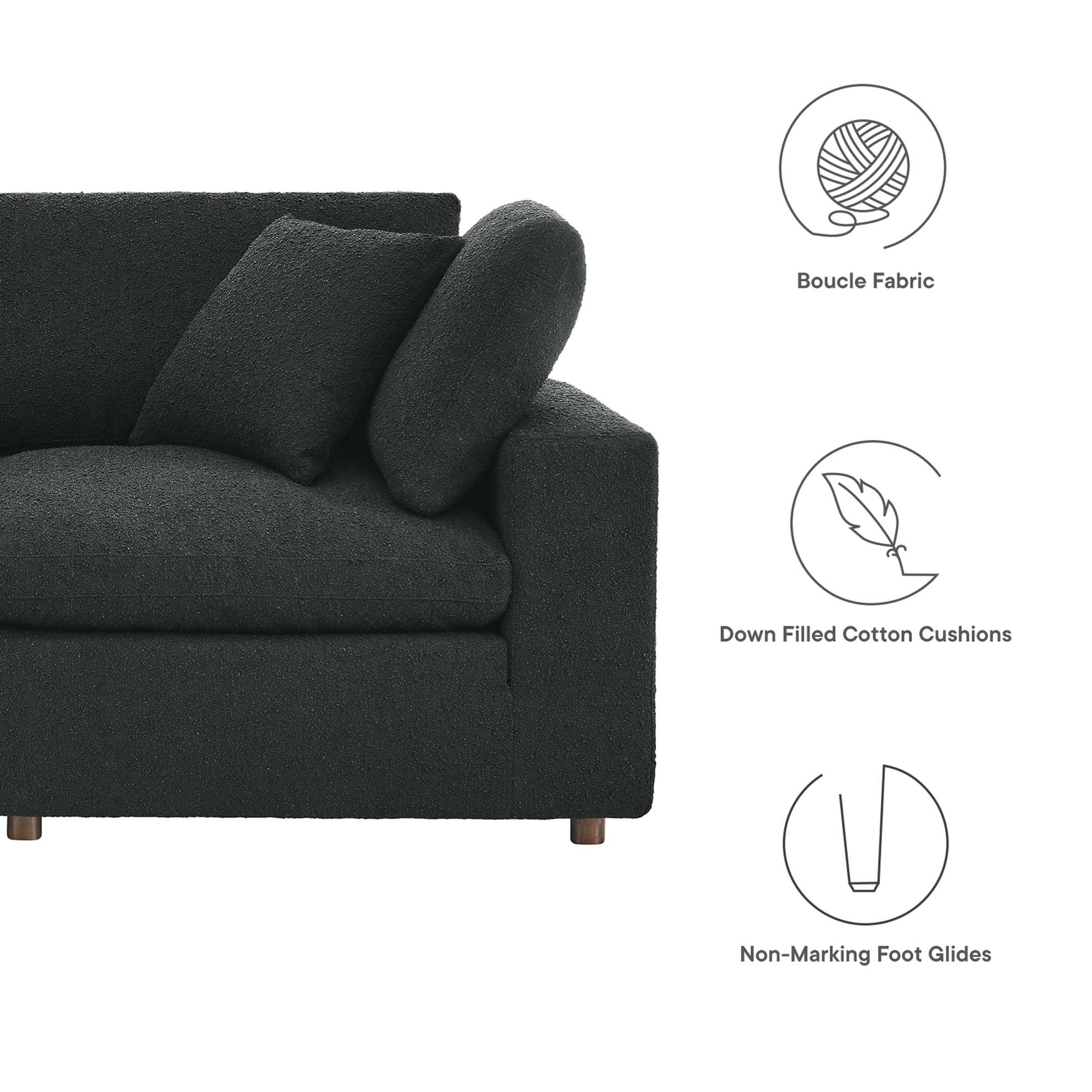 Commix Down Filled Overstuffed Boucle Fabric 3-Seater Sofa - Ivory