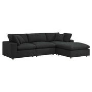 Commix Down Filled Overstuffed Boucle Fabric 4-Piece Sectional Sofa - Black
