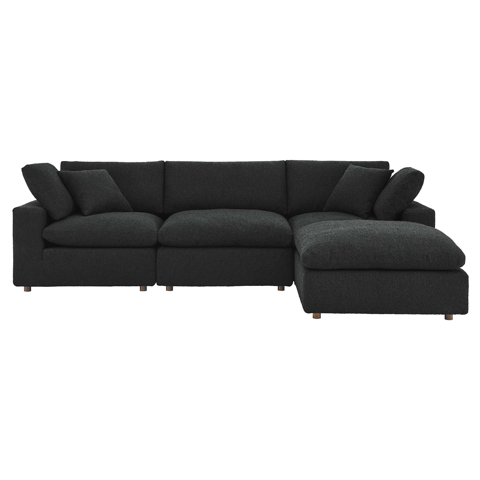 Commix Down Filled Overstuffed Boucle Fabric 4-Piece Sectional Sofa - Light Gray