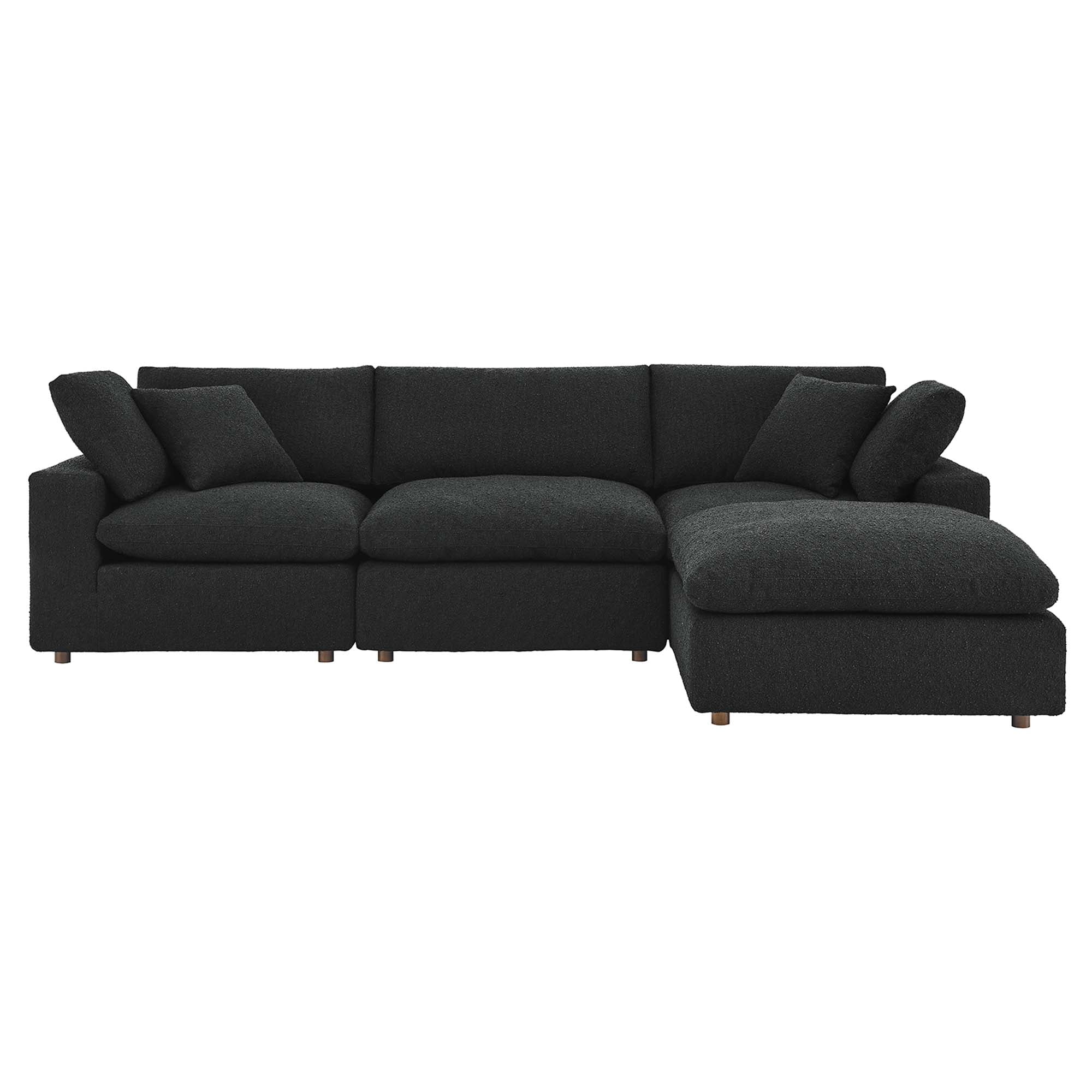 Commix Down Filled Overstuffed Boucle Fabric 4-Piece Sectional Sofa - Light Gray