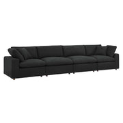 Commix Down Filled Overstuffed Boucle Fabric 4-Seater Sofa - Black