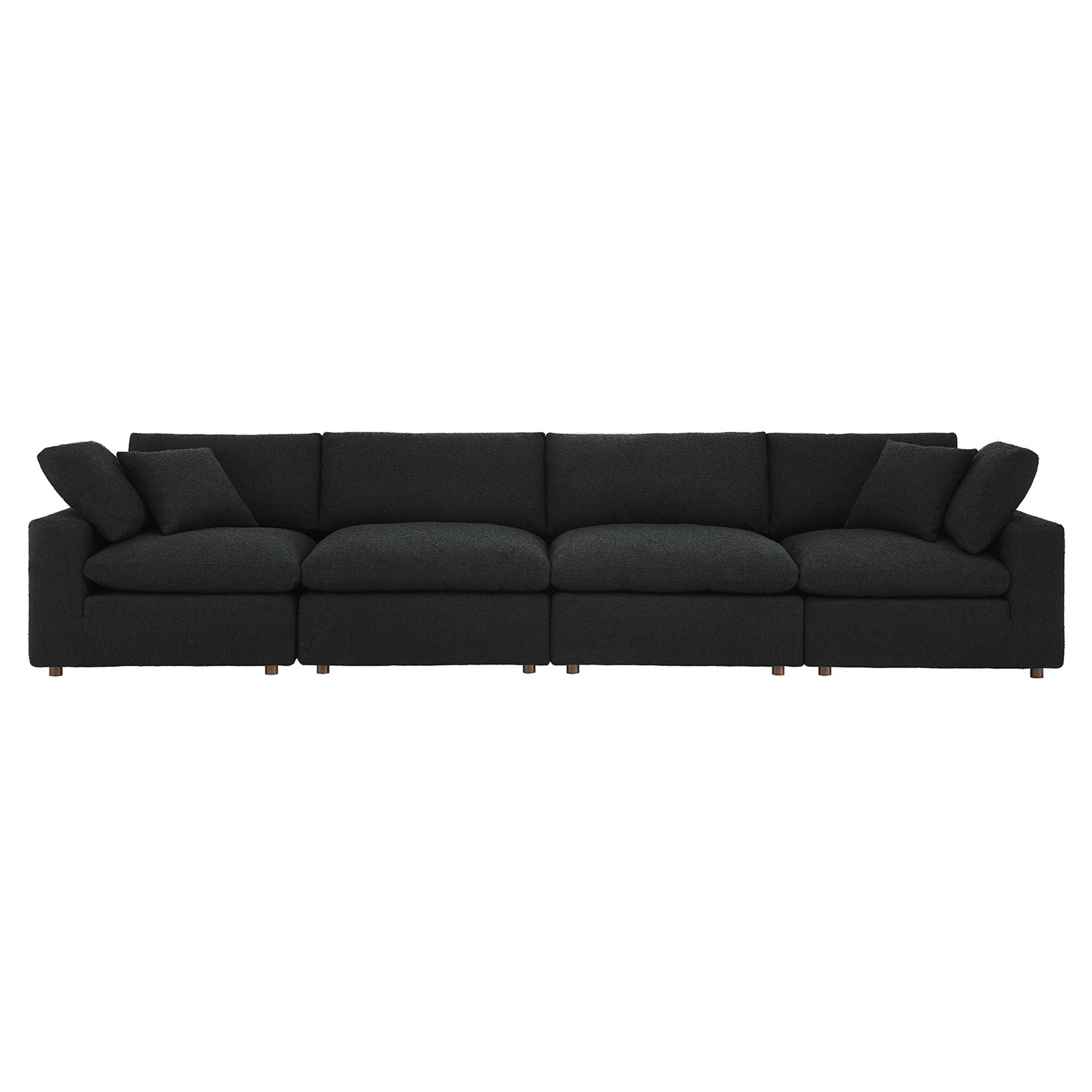 Commix Down Filled Overstuffed Boucle Fabric 4-Seater Sofa - Light Gray