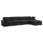 Commix Down Filled Overstuffed Boucle Fabric 5-Piece Sectional Sofa - Black