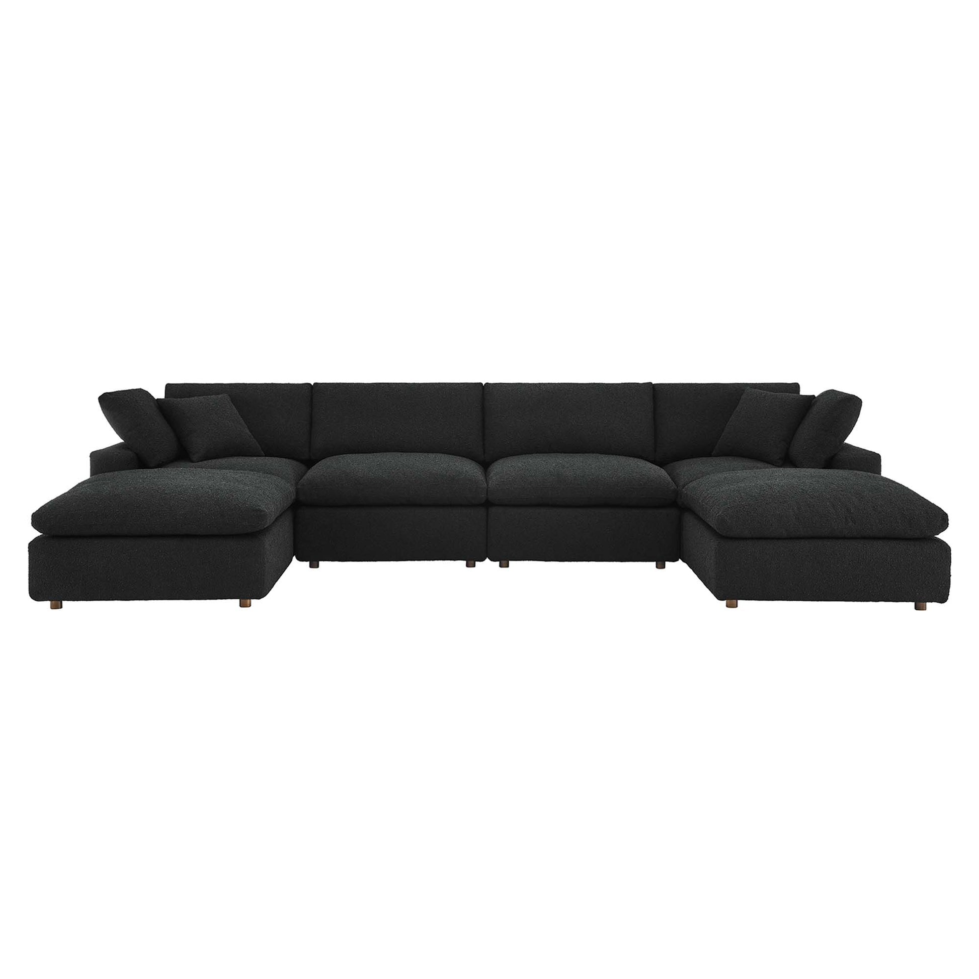 Commix Down Filled Overstuffed Boucle 6-Piece Sectional Sofa - Black