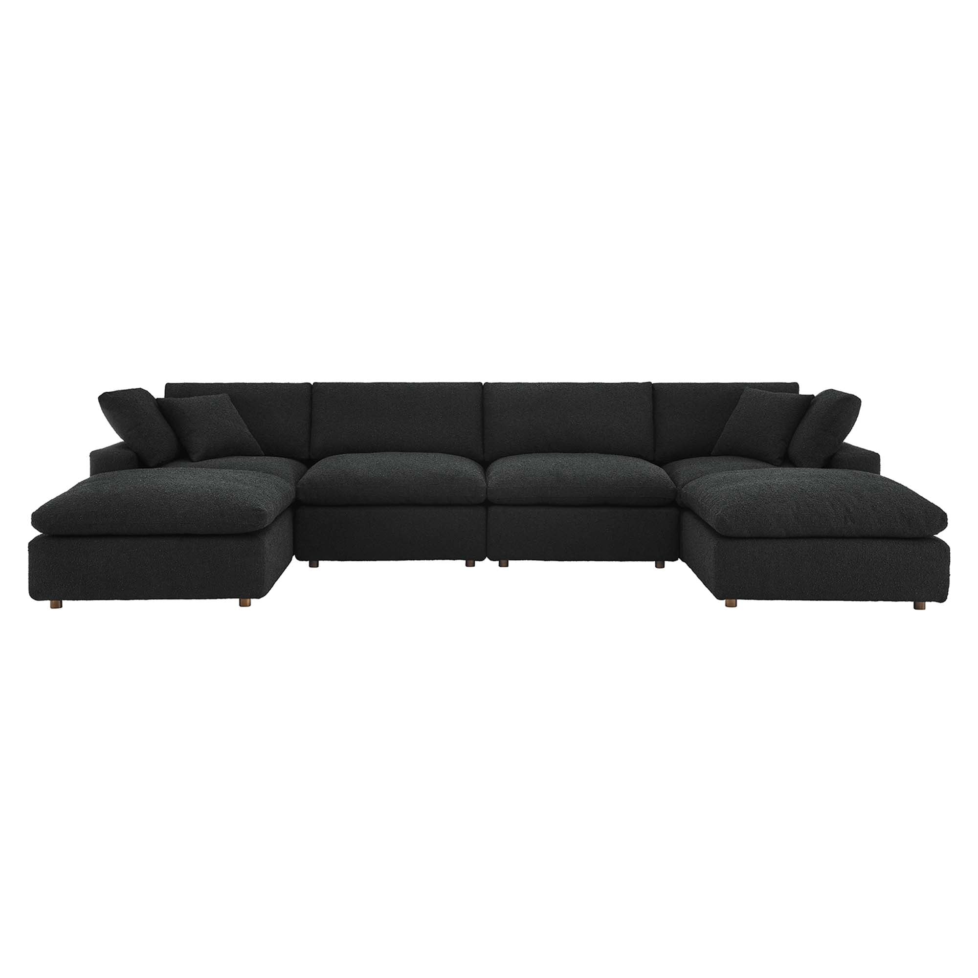 Commix Down Filled Overstuffed Boucle 6-Piece Sectional Sofa - Black