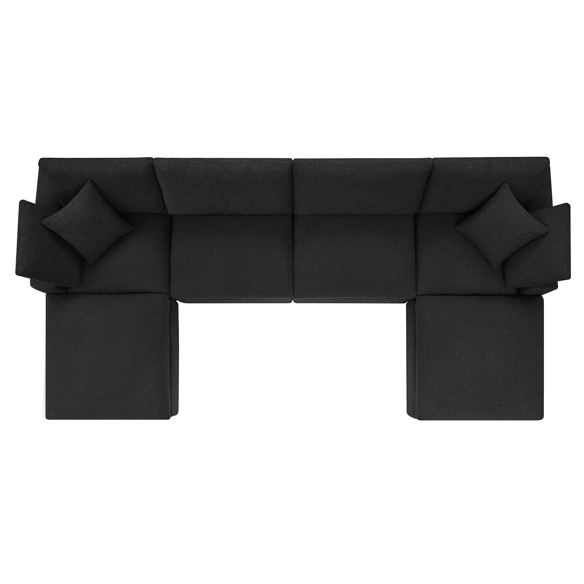 Commix Down Filled Overstuffed Boucle 6-Piece Sectional Sofa - Light Gray